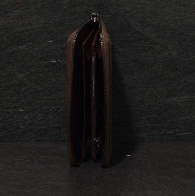 Ralph Gladen Pythonleder Zippwallet Schlangenleder Portemonnaie in braun mit rot