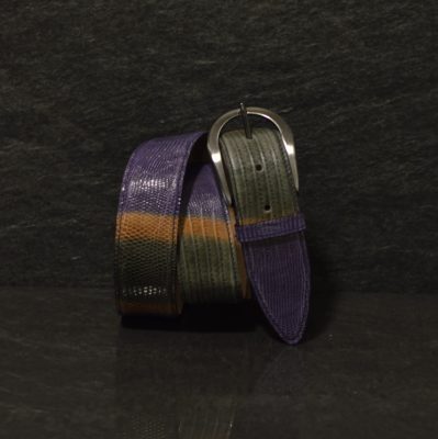 Ralph Gladen Lizard Gürtel Breite 4,0cm in lila-cognac / Eidechse