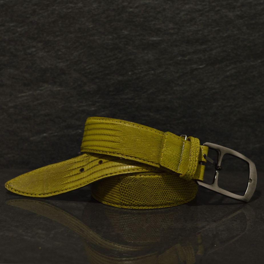 Ralph Gladen Lizard Gürtel Breite 4,0cm in hellgrün / Eidechse