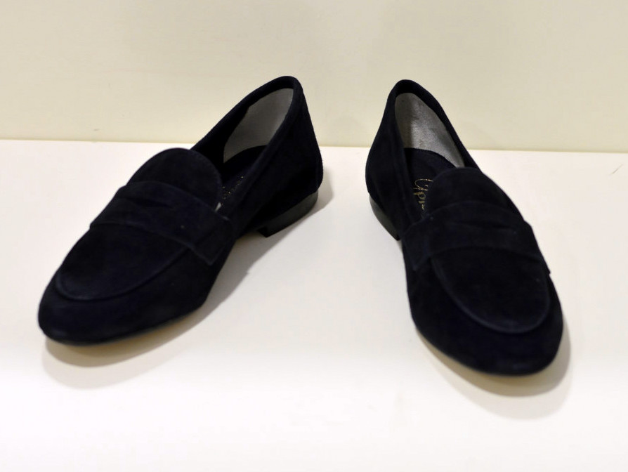 Gianluca Pisati Moccasins / Loafer Adele aus feinstem Wildleder (Gamsleder) in blau