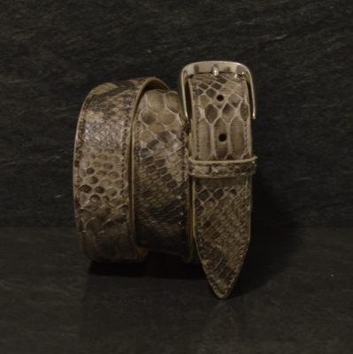 Ralph Gladen Schlangenledergürtel Python Breite 3,5cm in schlamm