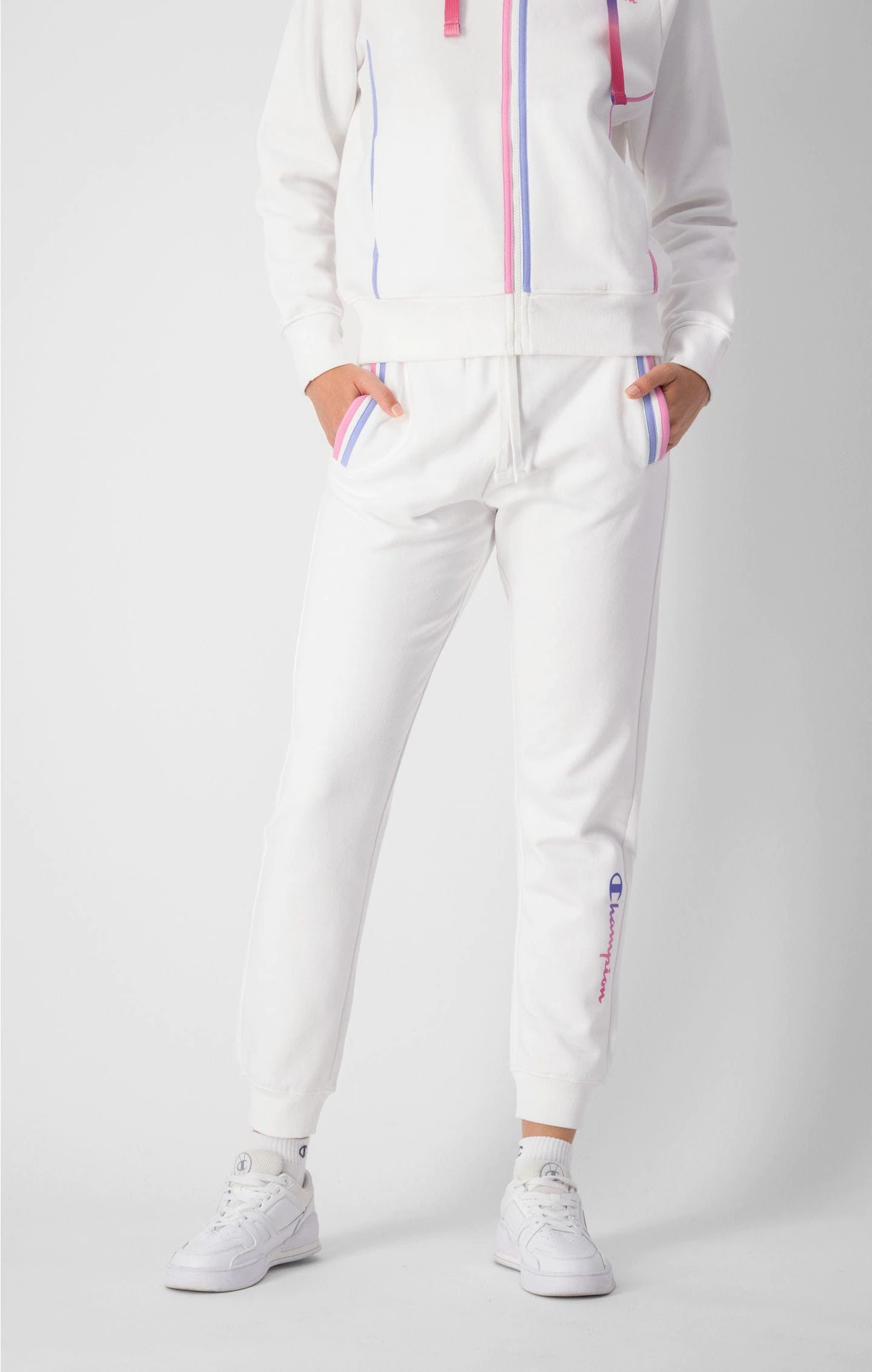 Champion Legacy Fleece-Jogginghose mit farbigen Details  in weiß