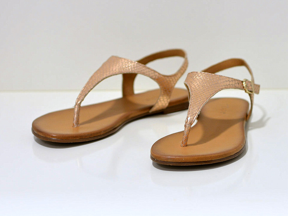 Tube leichte Sommer Zehensandalen aus Leder mit Gelsohle Rose/Schlange