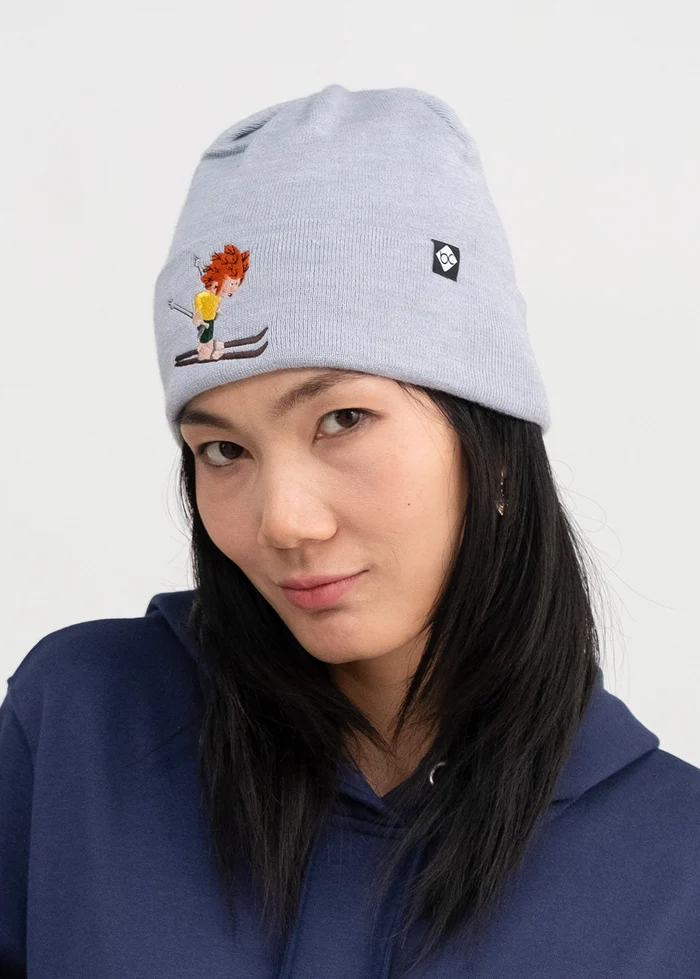 Bavarian Caps - Unisex Stick-Haum "Pumuckl Skirennen" - hellgrau / Mütze