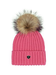   RockandBlue Mütze mit großem echt Pelz Bommel Radian Pink / Natural passend für Zora Beam und Ciara