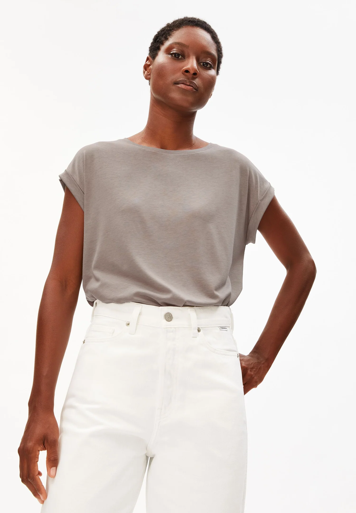 Armedangels JILAANA T-SHIRT / T-Shirt aus TENCEL™ Lyocell Mix in seal grey