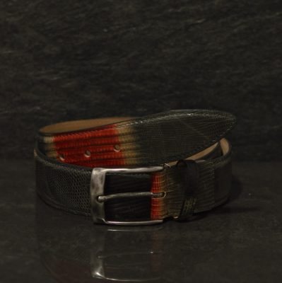 Ralph Gladen Lizard Gürtel Breite 4,0cm in einer Kombiantion aus grau und rot