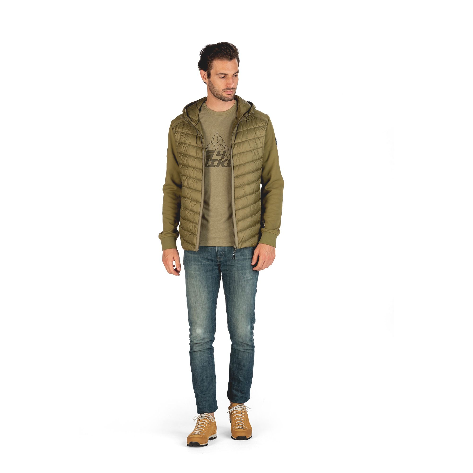 DOLOMITE Expedition Hybrid Jacke mit Kapuze für Herren in Khaki 