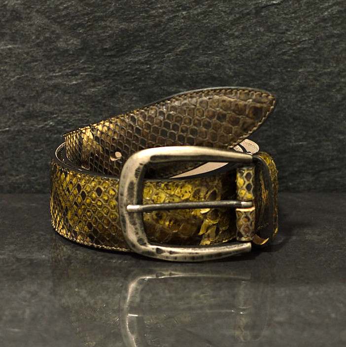 Ralph Gladen Schlangenleder-Gürtel Python Sonderbreite 4,5cm in batik olive