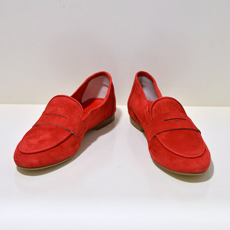 Gianluca Pisati Moccasins / Loafer Adele aus feinstem Wildleder (Gamsleder) in rot
