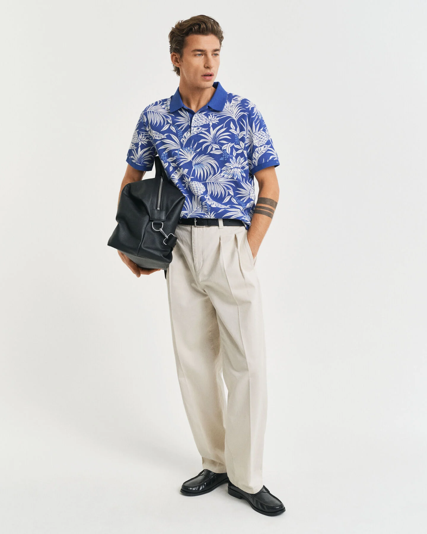  Gant Tropical full Print Poloshirt aus Baumwolle / Polo in Rich Blue
