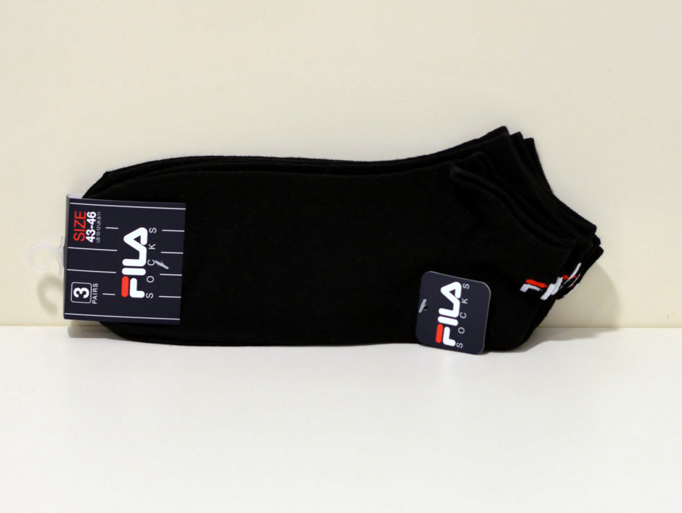 3er Pack FILA Unisex Sneaker Socken Schwarz mit Fernsen Logo